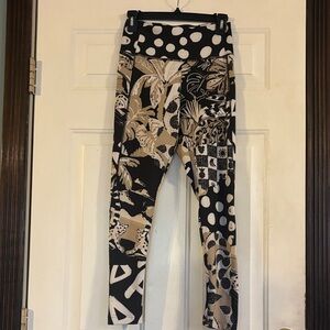 adidas Kids Black and Tan Patterned Leggings